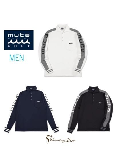 新品 ムータマリンゴルフ ウォームポンチ ヘムリブ 長袖ポロシャツ muta MARINE GOLF】ウォームポンチサイドラインポロシャツ(長袖