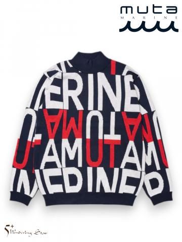 【muta MARINE】MEN BIG LETTERS モックネックセーター (TRICOLOR)