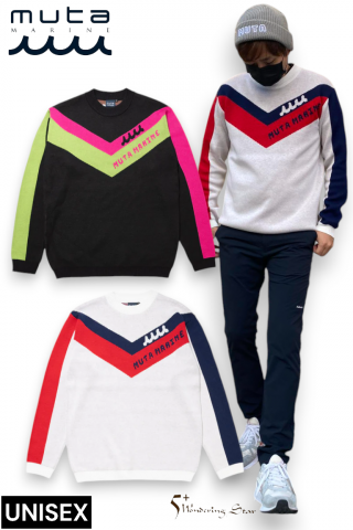 【muta MARINE】UNISEX ライン クルーネックセーター(全2色)