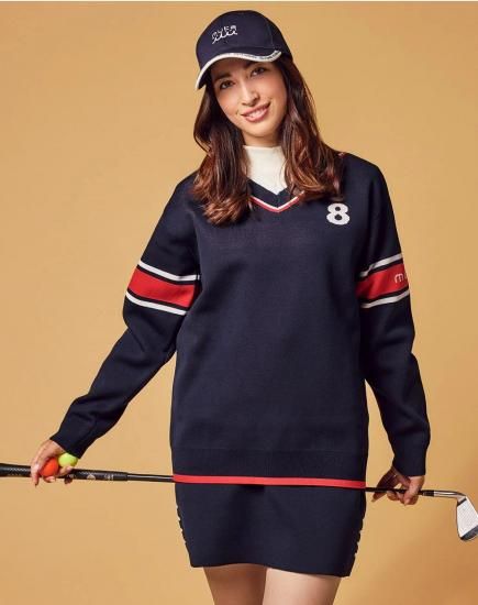 完売品 ムータマリン Vネック カレッジニット プルオーバー muta MARINE Vネックニット | UNISEXプルオーバー - 5ワンダ