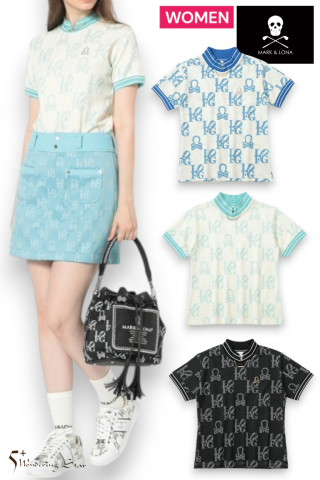 【MARK&LONA】モックネックTシャツ Ever Monogram Mock Neck Tee(WOMEN)【全3色】