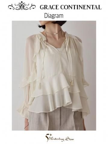 <img class='new_mark_img1' src='https://img.shop-pro.jp/img/new/icons13.gif' style='border:none;display:inline;margin:0px;padding:0px;width:auto;' />【GRACE CONTINENTAL】シフォンフレアブラウス(WOMEN)【キナリ】