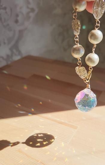 サンキャッチャーバッグチャームハート ﾊｰﾄ型ｻﾝｷｬｯﾁｬｰ【ｸﾘｱ】 | Lino ～リノ～