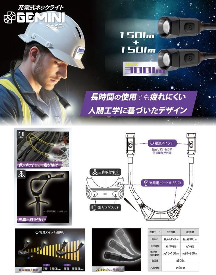 ZEFULS(ゼフルス):充電式ネックライトGEMINI(ジェミニ) ZA ZEFULS(ゼフルス):充電式ネックライトGEMINI(ジェミニ) ZA