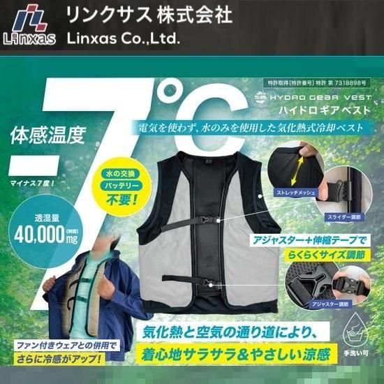 リンクサス　気化熱式冷却ベスト　熱中症対策 リンクサス㈱：水冷ベスト PC-JSV01 ※単品とお得なセット両方