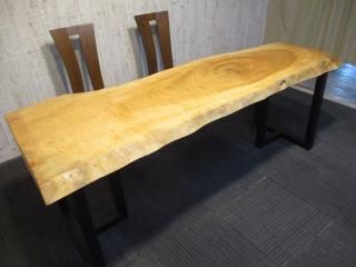 理絵子　E9　無垢　一枚板　座卓 栃（トチ） 無垢一枚板こたつ座卓：ダイニングテーブルや手作り
