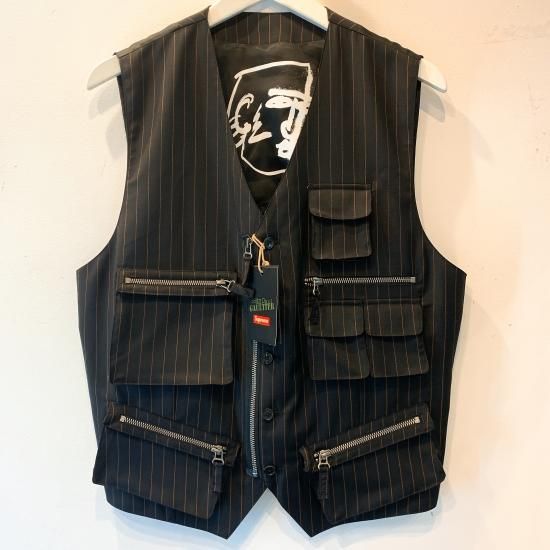 Supreme Jean Paul Gaultier Pinstripe Cargo Suit Vest 19SS シュプリーム 最新 コラボ  カーゴベスト ジレ ユニセックス - LILLION WEB SHOP