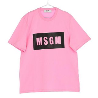 MSGM Box Logo Print T-Shirt ܥå ץT ԥ󥯡ߥ֥å