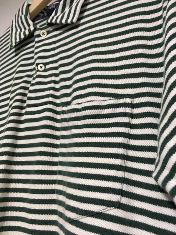 ラルフローレンボーダーポロシャツ 緑白 ポケ付き   奈良の