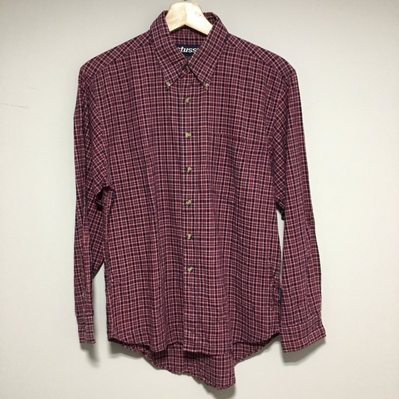 STUSSY チェックシャツ 赤紺白 Mサイズ - 奈良のヴィンテージ・古着屋