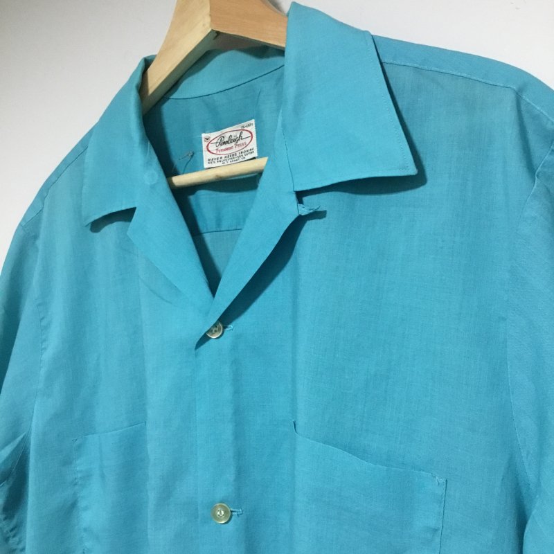 60s オープンカラーシャツ Pennleigh 水色 - 奈良のヴィンテージ・古着