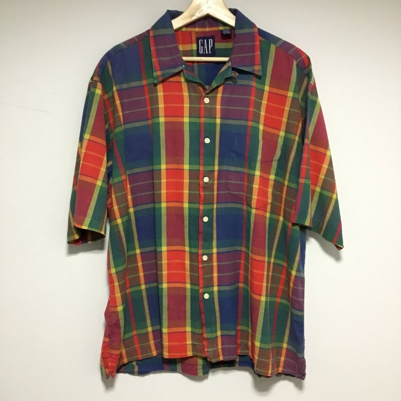 90s OLD GAP チェックオープンカラーシャツ - 奈良のヴィンテージ・古着屋ZONOCO