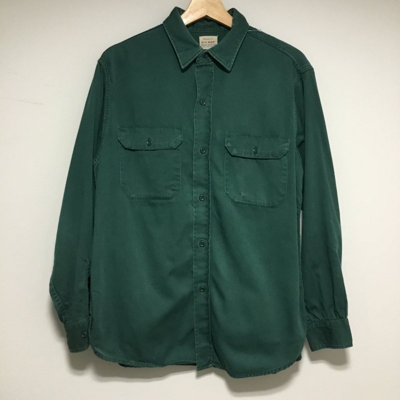 60s BIG MAC マチ付き ワークシャツ グリーン - 奈良のヴィンテージ 
