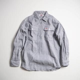 BEN DAVIS ٥ǥӥ ϡեåץ LONG SLEEVE 100% COTTON 1/2 ZIP SHIRT / HICKORY STRIPE