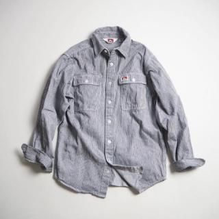 BEN DAVIS ٥ǥӥ  LONG SLEEVE 100% COTTON BUTTON-UP SHIRT / HICKORY STRIPE