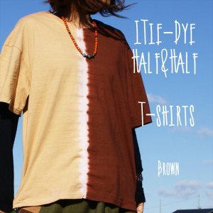 Tie-Dye Half&Half T-shirts Brown