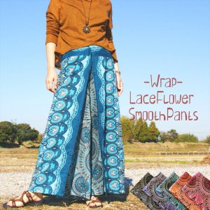 LaceFlower Wrap-Smooth Pants＊5color