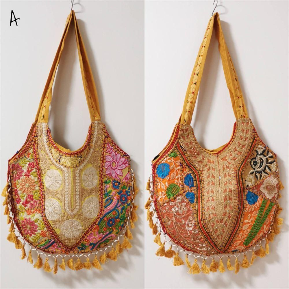 エスニック 2way ショルダーバッグ 1点物 華やか インド刺繍