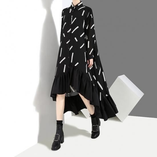 モノトーン フィッシュテール シャツ ワンピース ドレス レディース シャツワンピ ロング 黒 個性 春 秋 冬 長袖 アシンメトリー フリル 10代 代 30代 40代 結婚式や二次会にオススメのドレス専門店 Ange Collection モノトーン フィッシュテール シャツ ワンピース ドレス レディース シャツワンピ ロング 黒 個性 春 秋 冬 長袖 アシンメトリー フリル 10代 代 30代 40代 結婚式や二次会にオススメのドレス専門店 Ange Collection