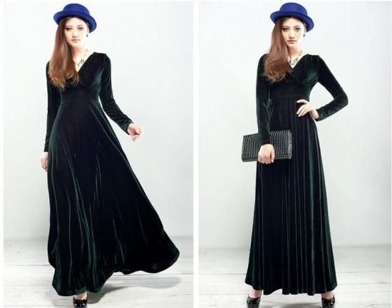 ギャザー ベルベット ドレス ワンピース レディース 大きいサイズ ロング キャバ パーティー 演奏会 発表会 結婚式 お呼ばれ 長袖 秋 冬 ダークグリーン ブラック セクシー 体型カバー 結婚式や二次会にオススメのドレス専門店 Ange Collection