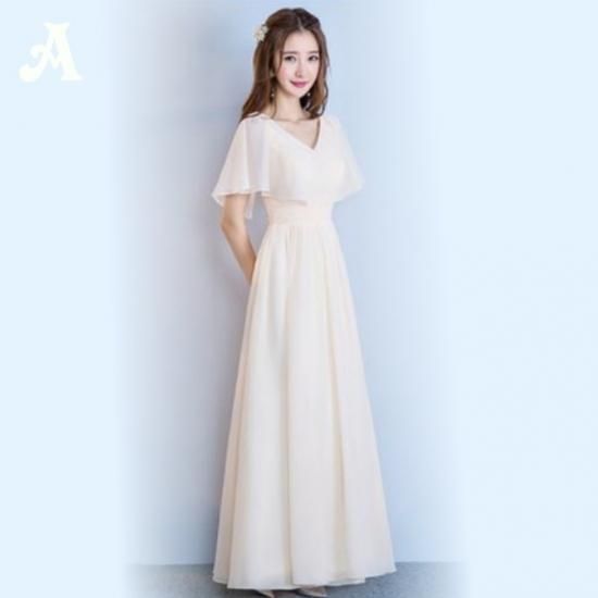 ドレス ワンピース パーティードレス 結婚式 レディース 大きいサイズ ブライズメイドドレス ロング お呼ばれ Aライン マキシ丈 シャンパン グレー 結婚式や二次会にオススメのドレス専門店 Ange Collection