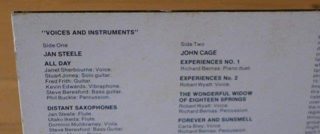Jan Steele/John Cage ジャン・スティール/ジョン・ケージ Voices and Instruments - 映詩音