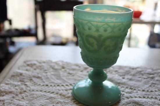 アンティークの鏡 燻んだ感じのエメラルドグリーン アンティーク