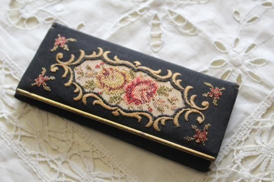 フランス】ヴィンテージ プチポワン刺繍 ブラシ ブロンズ
