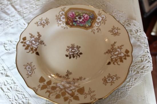 アンティークスポード コープランドMandarin マンダリン ウィロープレート 英国製アンティーク薔薇柄クレセントプレート