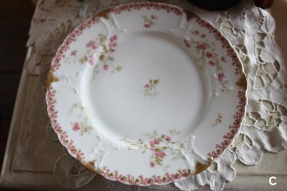アンティーク アビランド リモージュ焼き ローズガーランド プレートC