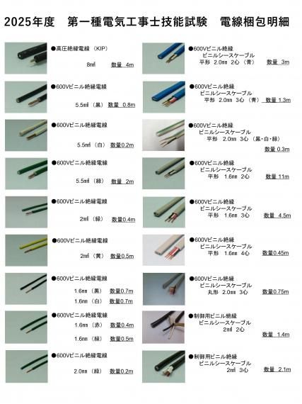 第一種電気工事士技能試験対策電線セット