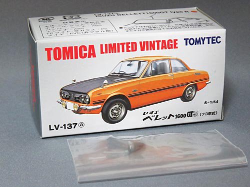 トミカリミテッドヴィンテージ 1/64 TLV-137a いすず ベレット 1600GT タイプR 73年式(オレンジ×ブラック) 完成品 ミニカー(271499) TOMYTEC(トミーテック)
