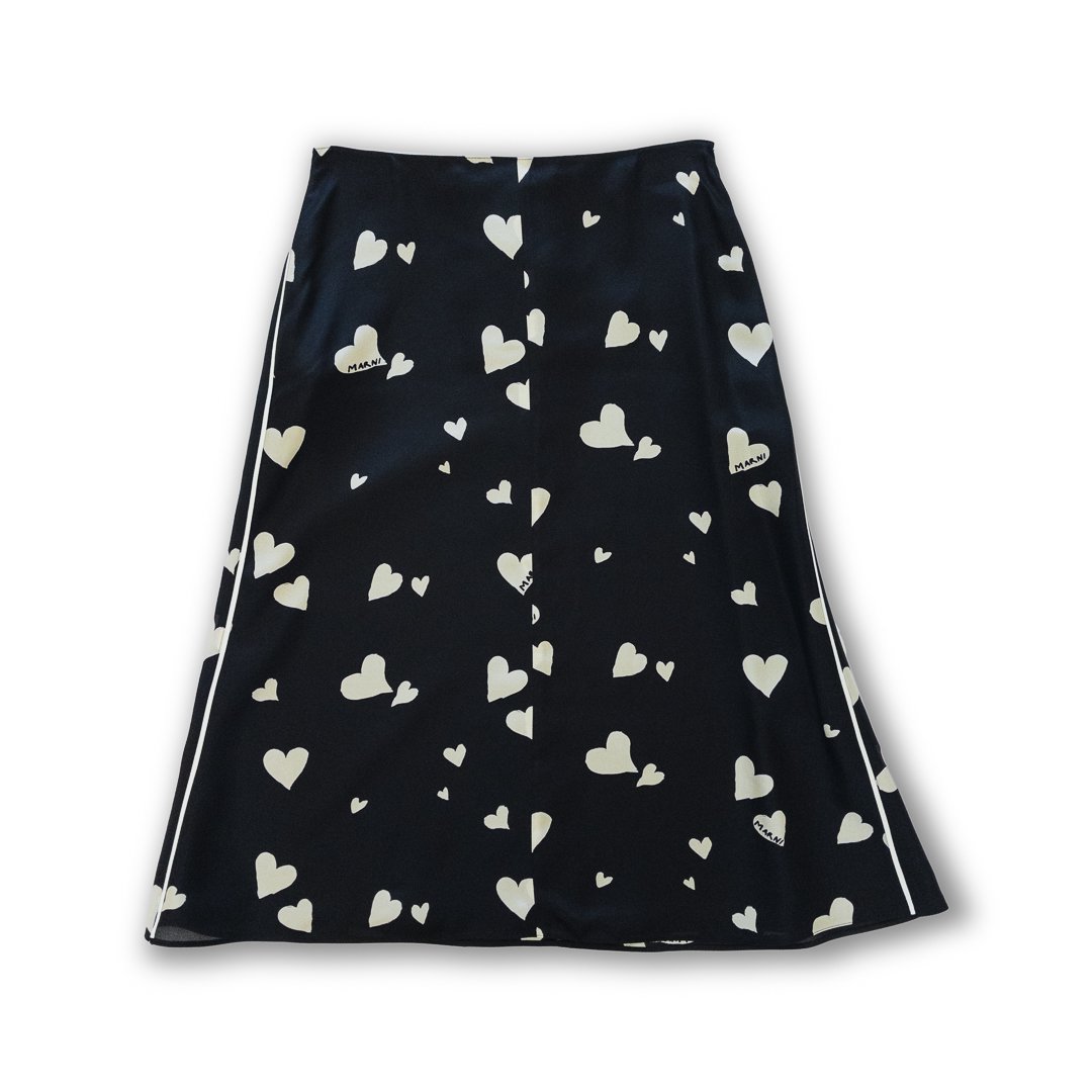 Heart Motif Silk Skirt