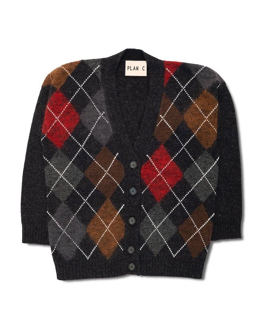 Multi Color Argyle CardiganPLAN C