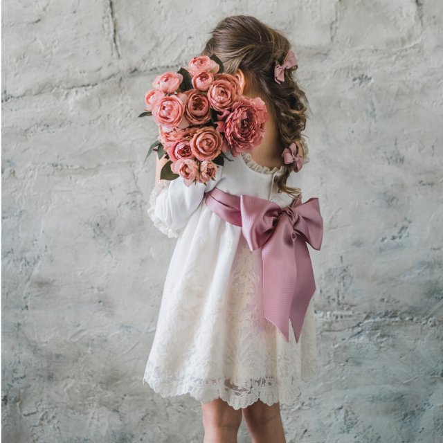 <img class='new_mark_img1' src='https://img.shop-pro.jp/img/new/icons1.gif' style='border:none;display:inline;margin:0px;padding:0px;width:auto;' />Amaia Kids - Diane dress - Pink (Open neck/ Square neck)即納分