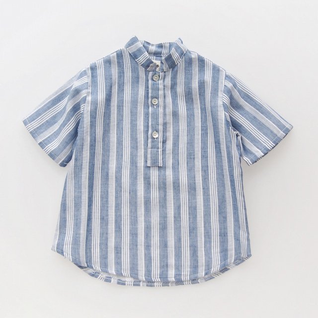 <img class='new_mark_img1' src='https://img.shop-pro.jp/img/new/icons2.gif' style='border:none;display:inline;margin:0px;padding:0px;width:auto;' />▽30% - San Sakae Petit × Pi & Pa - Boy's summer shirt (Blue stripe)