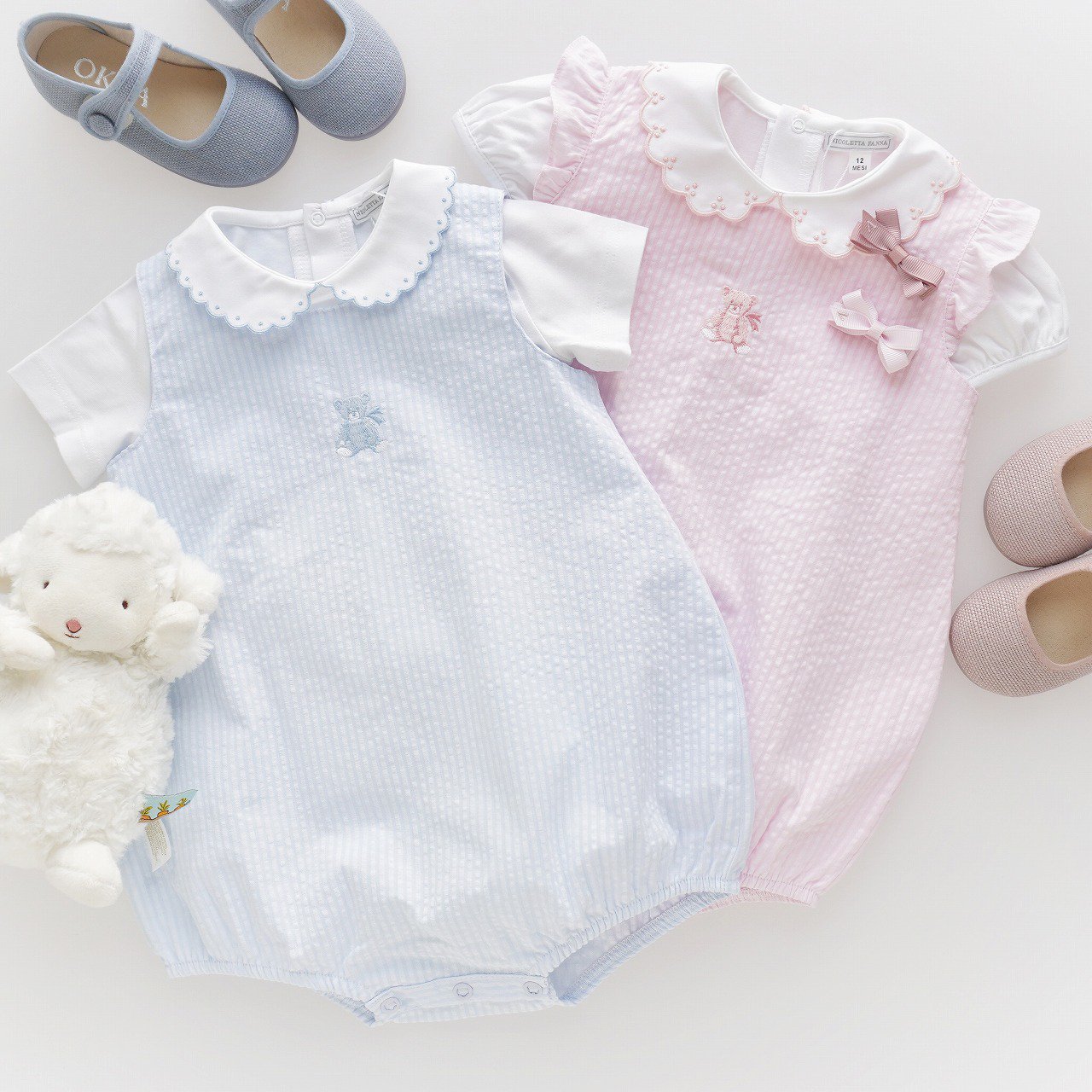 10% - Nicoletta Fanna - Bear baby romper (Pink/ Baby blue)