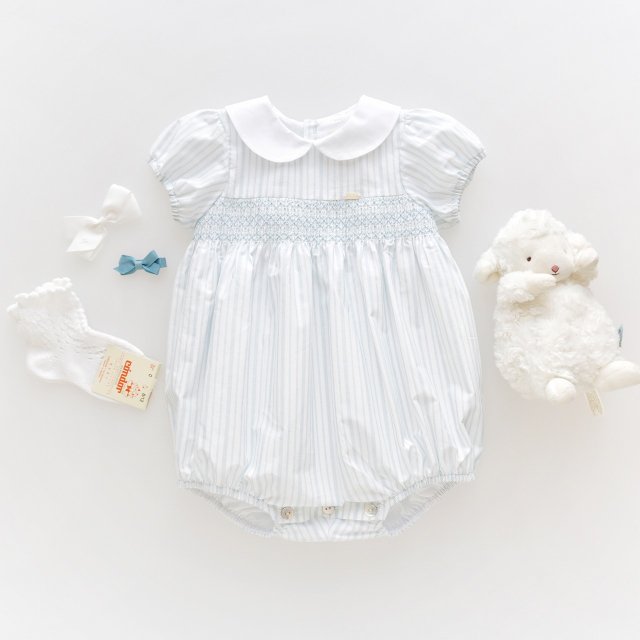 <img class='new_mark_img1' src='https://img.shop-pro.jp/img/new/icons1.gif' style='border:none;display:inline;margin:0px;padding:0px;width:auto;' />Laivicar / baby lai - Smocked stripes romper (pale blue) 