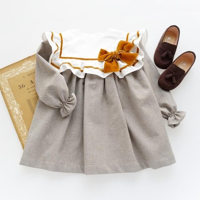 <img class='new_mark_img1' src='https://img.shop-pro.jp/img/new/icons2.gif' style='border:none;display:inline;margin:0px;padding:0px;width:auto;' />20% - 3Y only! - Camellia boutique - Frill yoke dress (Brown)