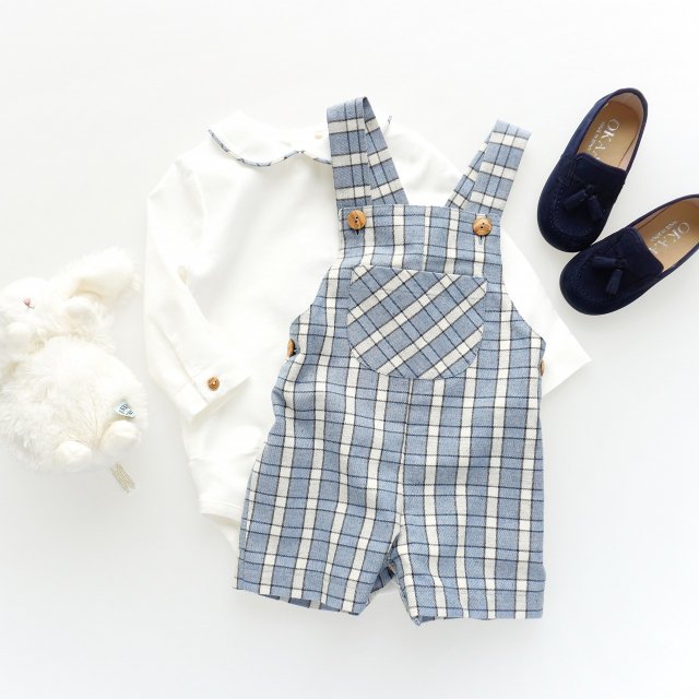 Laivicar / baby lai - Blue checks shirt and overall set