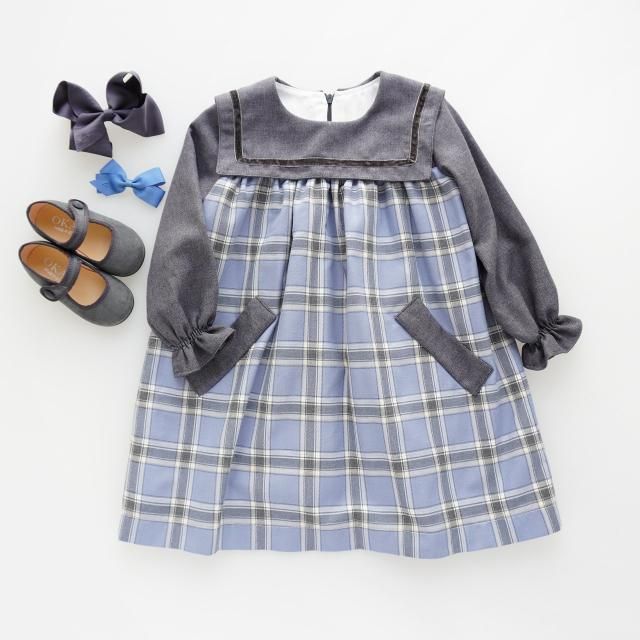 <img class='new_mark_img1' src='https://img.shop-pro.jp/img/new/icons2.gif' style='border:none;display:inline;margin:0px;padding:0px;width:auto;' />20% - San Sakae petit - Bindweed dress (Blue grey tartan)