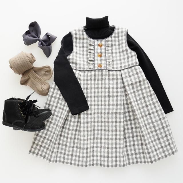 <img class='new_mark_img1' src='https://img.shop-pro.jp/img/new/icons2.gif' style='border:none;display:inline;margin:0px;padding:0px;width:auto;' />20% - San Sakae petit - Daphne pinafore dress (Grey checks)