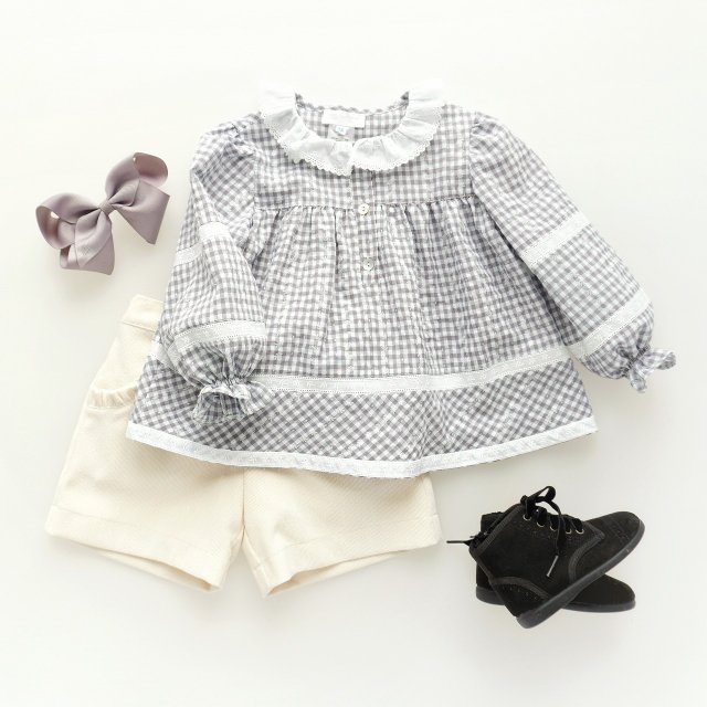 20% - San Sakae petit - Camelia blouse (White and grey)