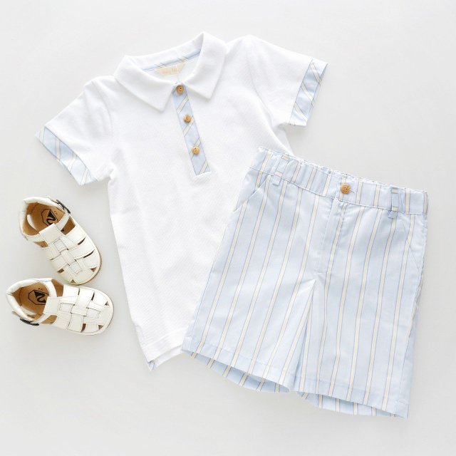 <img class='new_mark_img1' src='https://img.shop-pro.jp/img/new/icons1.gif' style='border:none;display:inline;margin:0px;padding:0px;width:auto;' />Laivicar / baby lai - Stripes boy shirt and shorts set