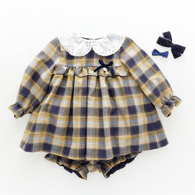 <img class='new_mark_img1' src='https://img.shop-pro.jp/img/new/icons2.gif' style='border:none;display:inline;margin:0px;padding:0px;width:auto;' />20% - Only 1Y! - Laivicar / baby lai - Navy tartan baby tunic and bloomer set