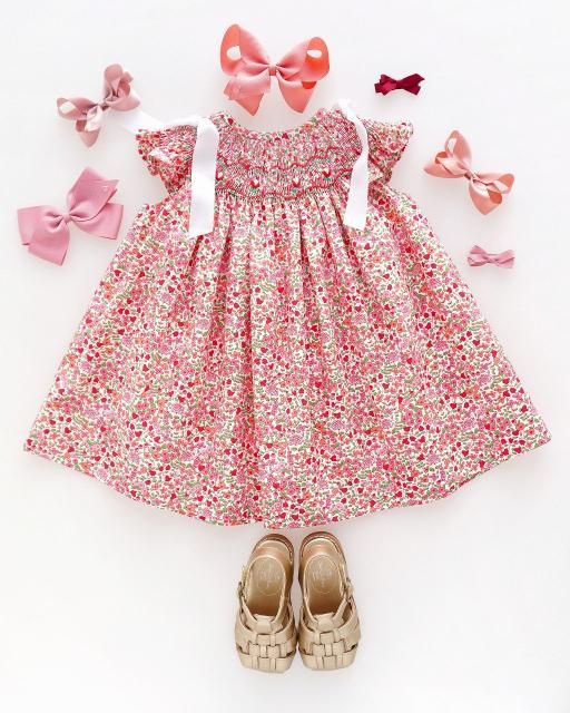 <img class='new_mark_img1' src='https://img.shop-pro.jp/img/new/icons1.gif' style='border:none;display:inline;margin:0px;padding:0px;width:auto;' />Fucsia cinta smocked bishop dress
