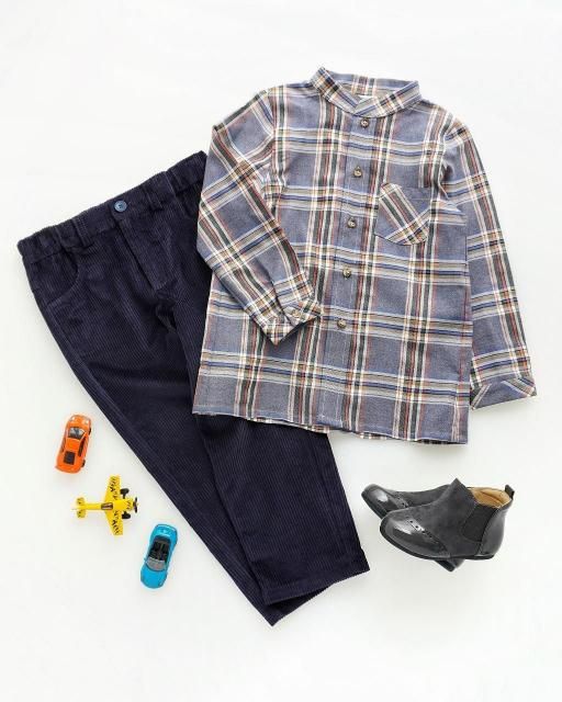 <img class='new_mark_img1' src='https://img.shop-pro.jp/img/new/icons1.gif' style='border:none;display:inline;margin:0px;padding:0px;width:auto;' />Indigo tartan shirt and trousers set