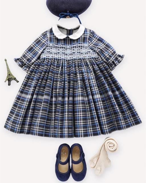 <img class='new_mark_img1' src='https://img.shop-pro.jp/img/new/icons1.gif' style='border:none;display:inline;margin:0px;padding:0px;width:auto;' />Charlotte sy Dimby - Exquise bleu plaid dress (ISETAN)