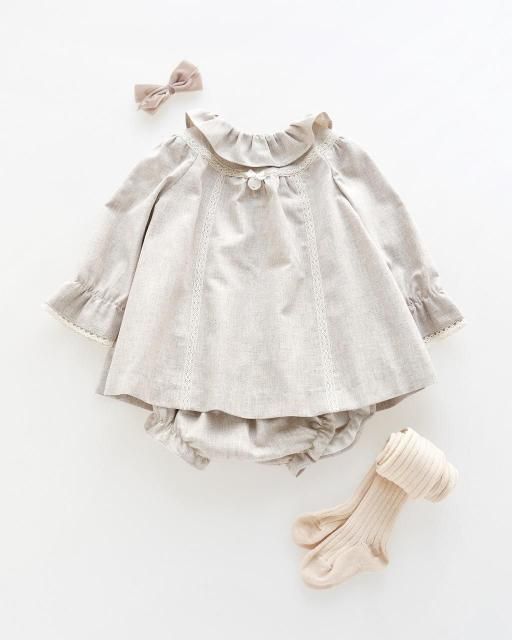 <img class='new_mark_img1' src='https://img.shop-pro.jp/img/new/icons1.gif' style='border:none;display:inline;margin:0px;padding:0px;width:auto;' />Trigo baby tunic and bloomer set (Linen) 