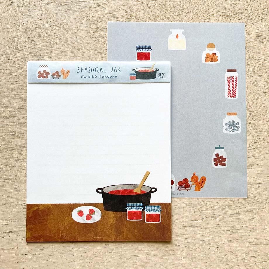 福岡麻利子 便箋2柄入りレターセット SEASONAL JAR - 表現社 cozyca